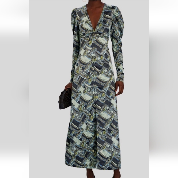 Ganni Dresses & Skirts - GANNI Printed Crinkle Satin Dress SOLD